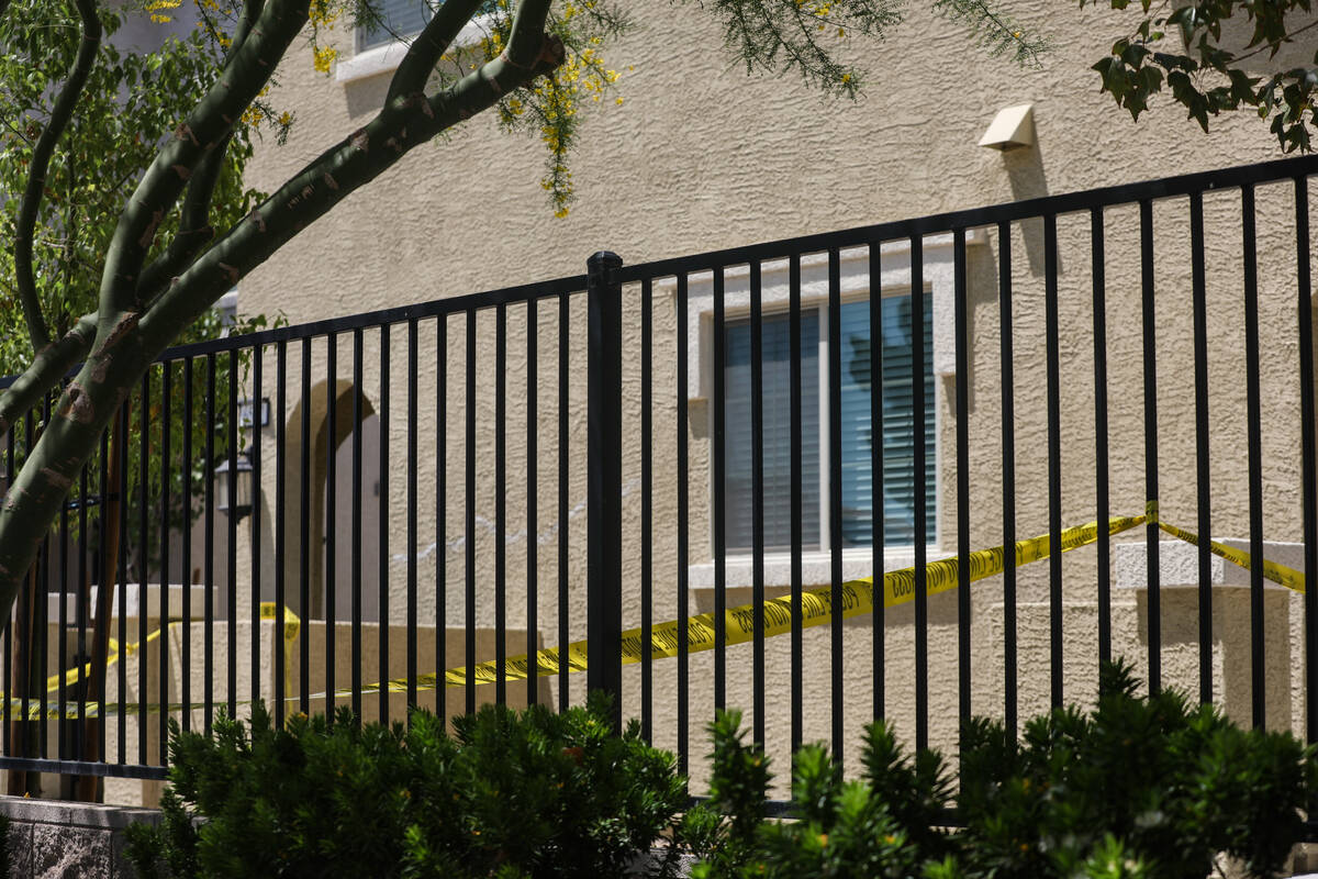 Police tape in the 6500 block of Silver Estates Street where a 16-year-old boy was found suffer ...