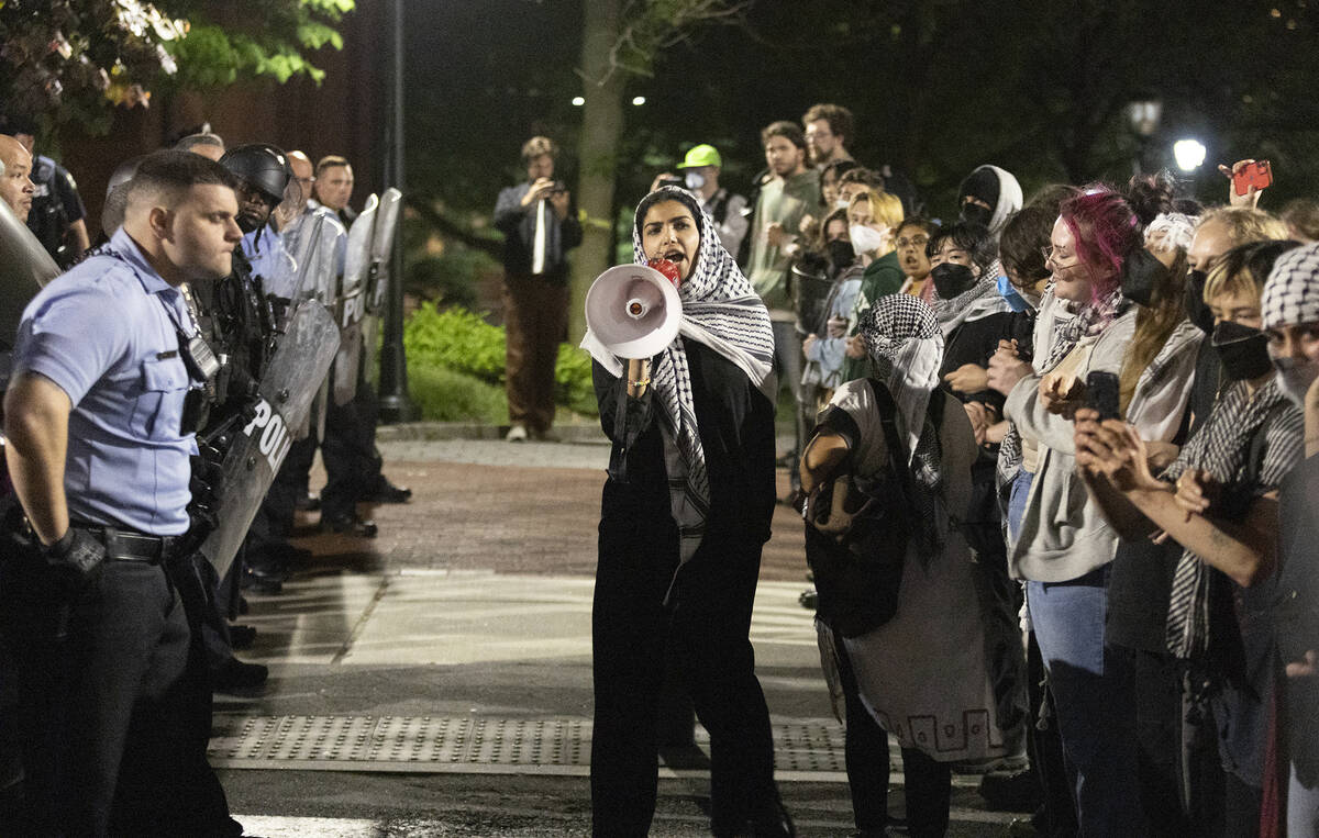 Pro-Palestinian protesters and Philadelphia police have a standoff along 34th Street at the Uni ...