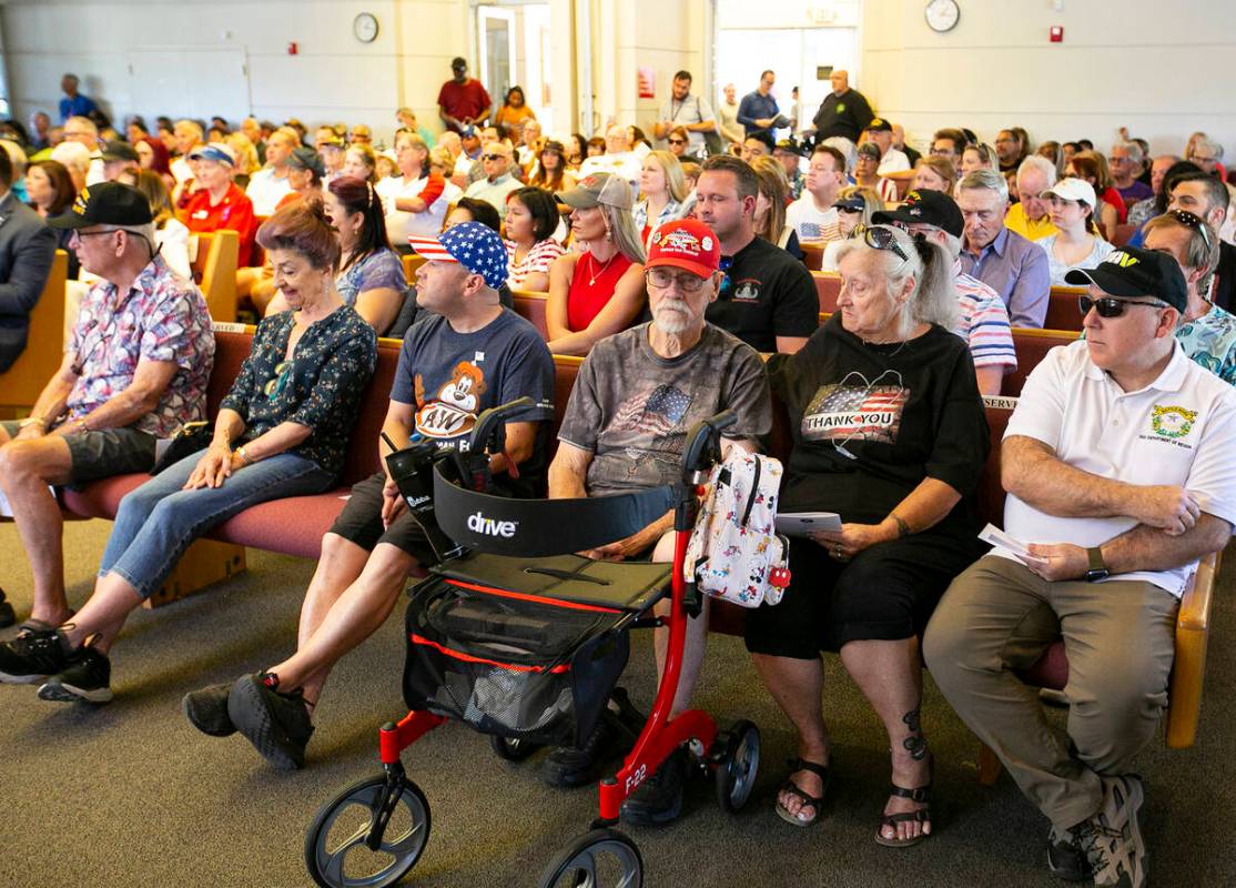 Veterans attend the 2024 Memorial Day ceremony at the Southern Nevada Veterans Memorial Cemeter ...
