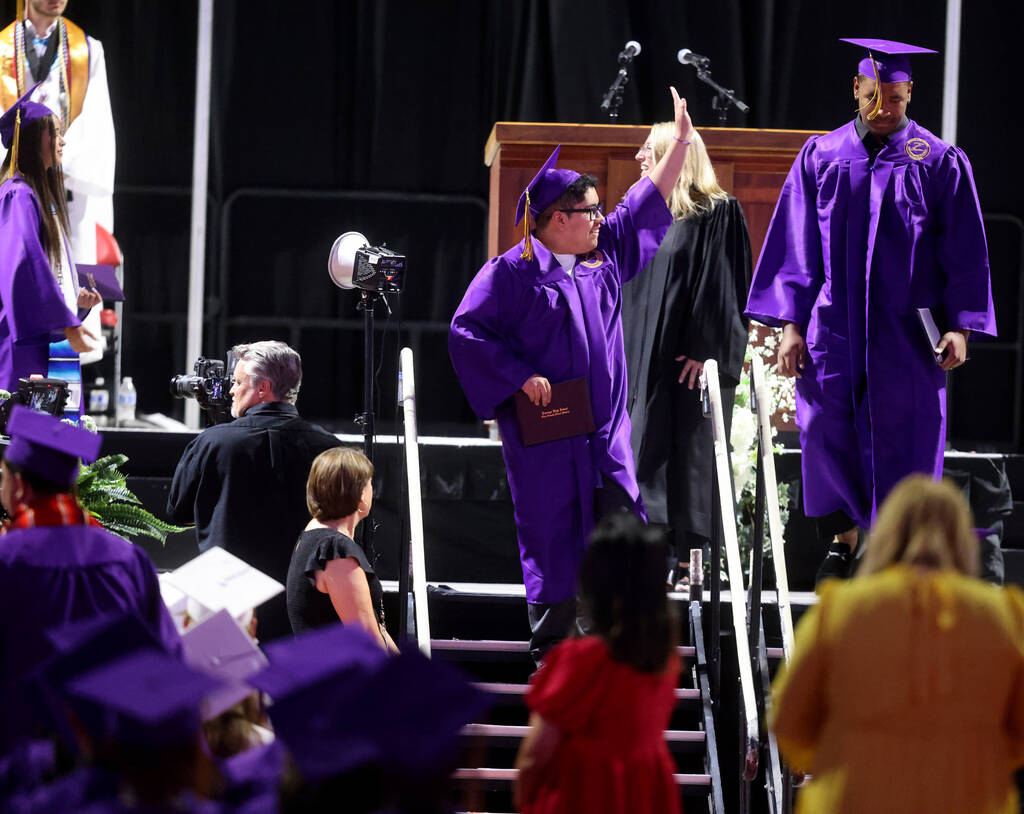 Durango High School students receive their diplomas during graduation at Thomas & Mack Cent ...