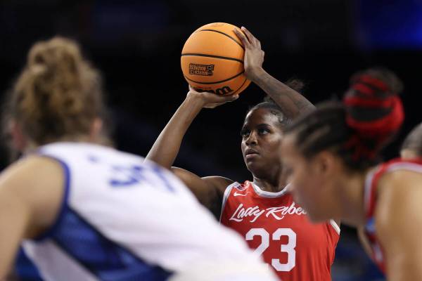 UNLV Lady Rebels center Desi-Rae Young (23) shoots a free throw during the first half of a firs ...