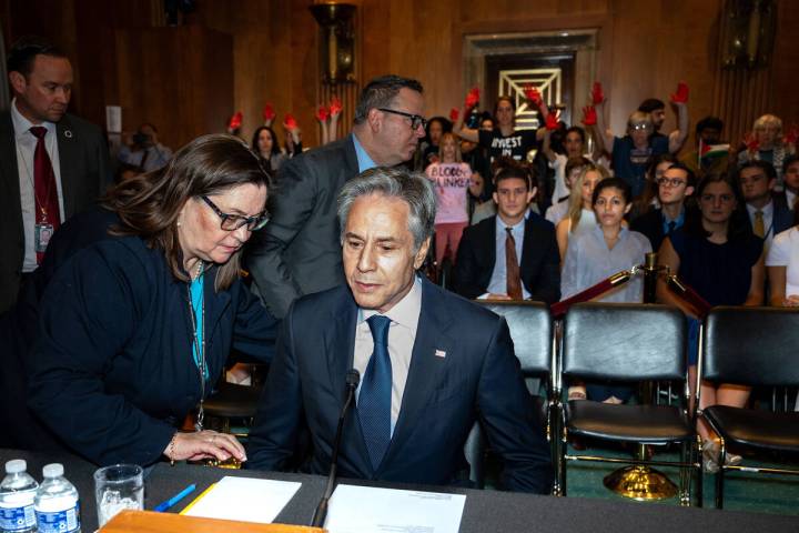 U.S. Secretary of State Antony Blinken arrives for a Senate Foreign Relations Committee hearing ...