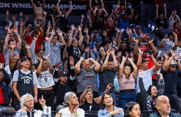 Aces fans do the wave as the team faces the Phoenix Mercury during the first half of their WNBA ...