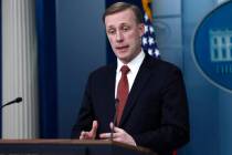 National security adviser Jake Sullivan speaks during a news briefing at the White House on Mar ...
