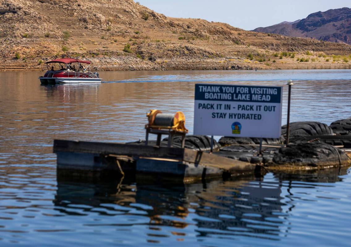 A boat enters the Lake Mead Marina during a safe boating media event at the Lake Mead National ...