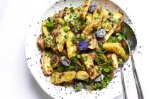 This image shows a recipe for potato salad with leeks, lentils and a citrus vinaigrette. (Patri ...