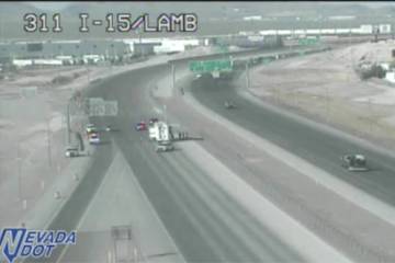 Interstate 15 was closed at Lamb Boulevard around 4 p.m. on Thursday, May 23, 2024. (Nevada Dep ...