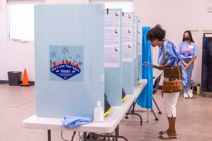 Voting for the Nevada primary election takes place at Veterans Memorial Leisure Center in June ...