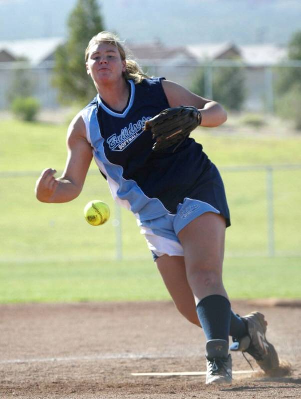 Centennial's Shannon Crisp works in the seventh inning against Palo Verde at Palo Verde High Sc ...