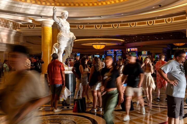 Caesars Palace is busy with visitors on Friday, Sept. 15, 2023, in Las Vegas. (Ellen Schmidt/La ...