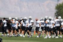 Raiders players take the field to participate in organized team activities at the Intermountain ...