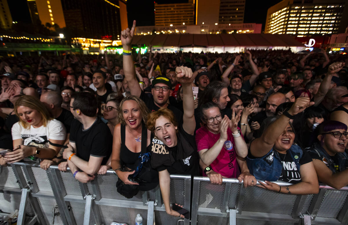 Fans cheer as Descendents perform during the Punk Rock Bowling music festival at Downtown Las V ...