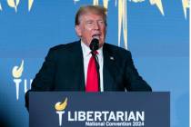 Republican presidential candidate, former President Donald Trump speaks at the Libertarian Nati ...