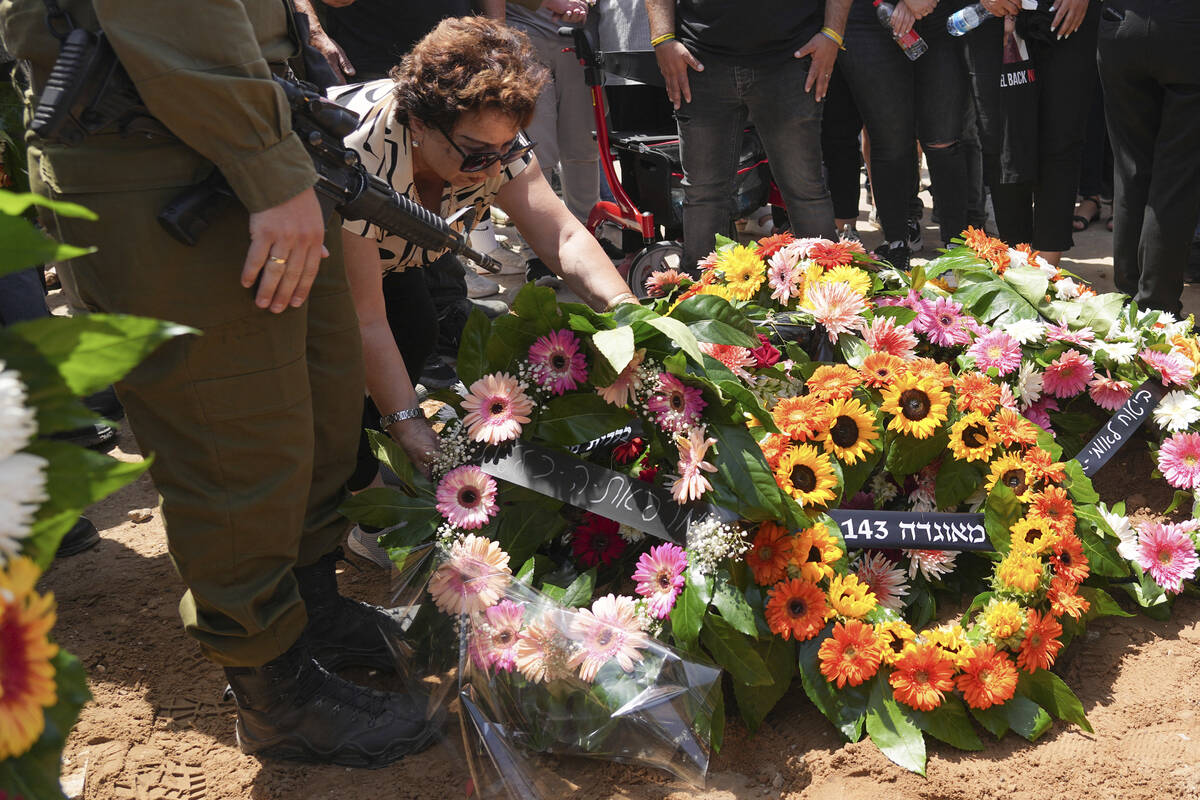 Mourners attend the funeral of Michel Nisenbaum, who was killed during Hamas' Oct. 7 attack and ...