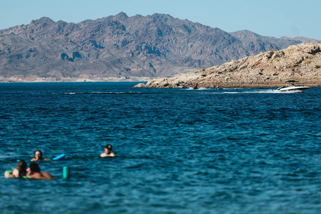 People enjoy the water during Memorial Day weekend at Lake Mead National Recreation Area on Sun ...