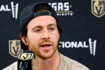 Golden Knights right wing Jonathan Marchessault speaks during team's exit interviews at City Na ...