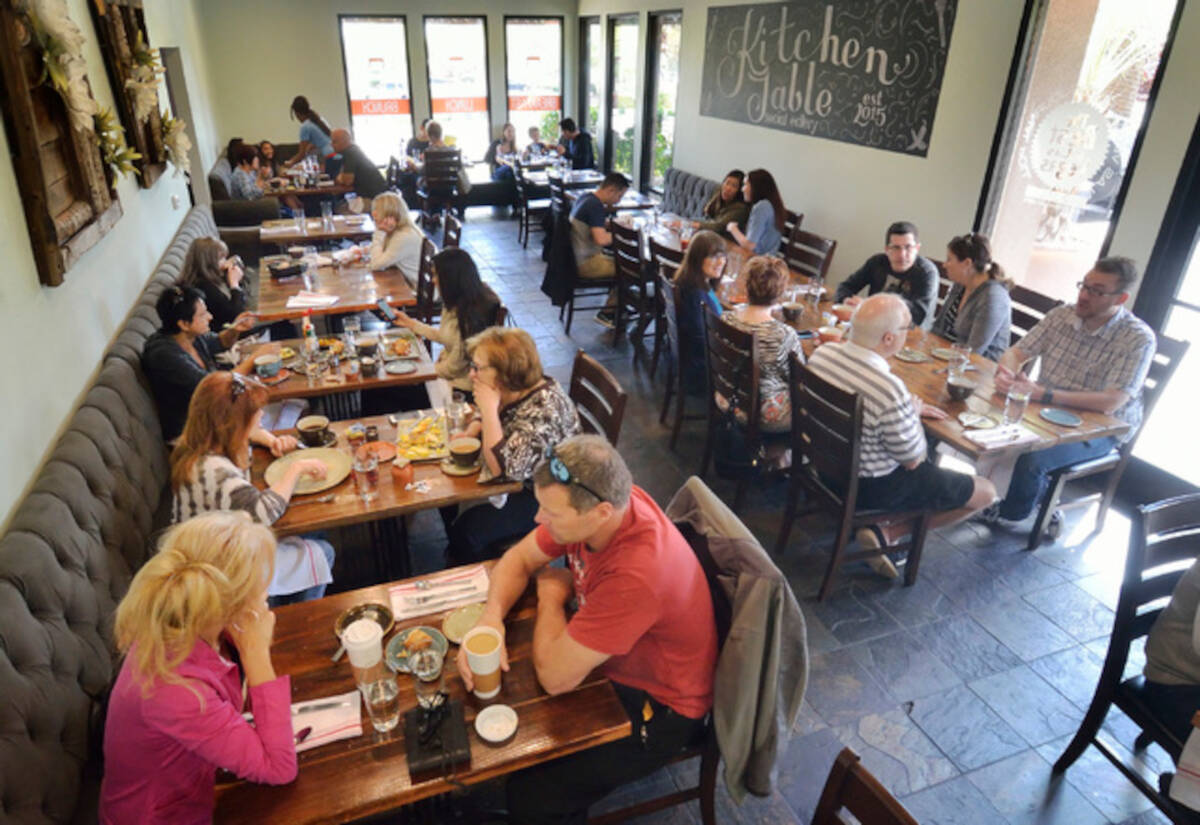 The dining room of Kitchen Table in Henderson is seen in this Las Vegas Review-Journal file pho ...