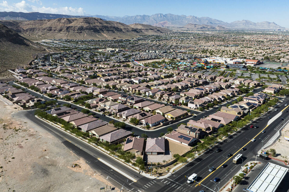 An aerial view of Enterprise on Monday, Oct. 23, 2023, in southwest Las Vegas. (Bizuayehu Tesfa ...