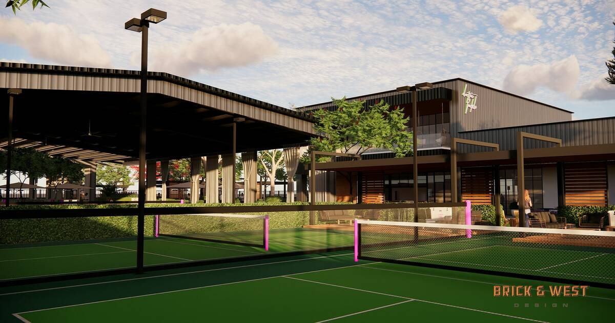 This rendering shows Electric Pickle, a luxury pickleball facility coming to southwest Las Vega ...