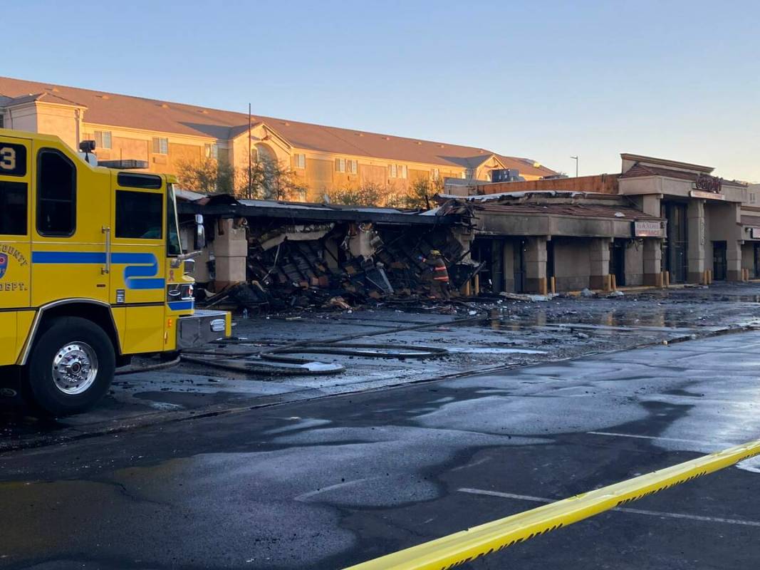 A fire destroyed a strip mall containing multiple businesses in central Las Vegas. (Las Vegas R ...