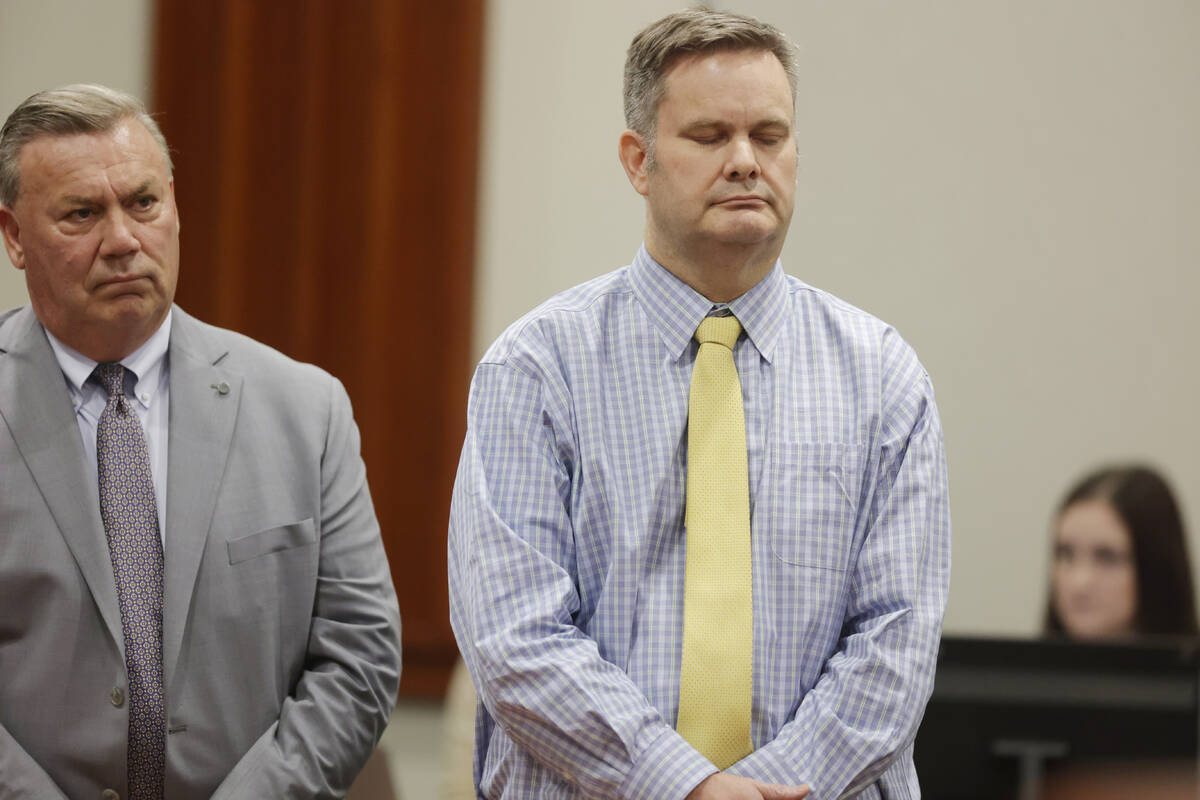 Chad Daybell, right, stands with defense lawyer John Prior after the jury's verdict in his murd ...