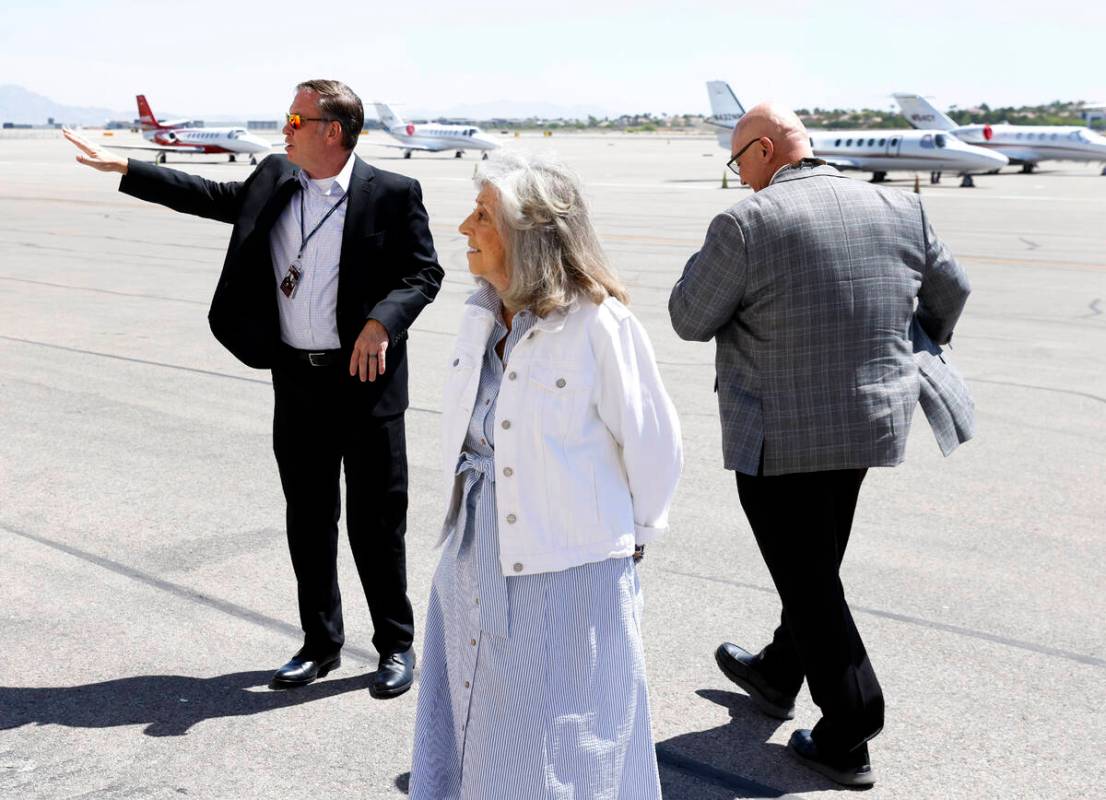 Ben Czyzewski, left, assistant director, General Aviation at Clark County Dept of Aviation, lea ...