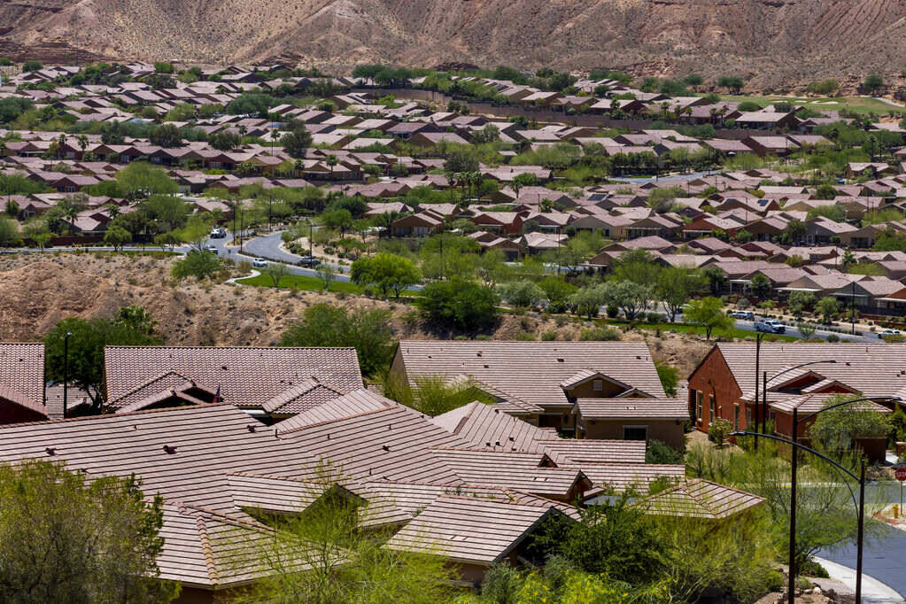 Homes in Sun City Mesquite sit on a ridge overlooking a valley continuing to expand with new ho ...