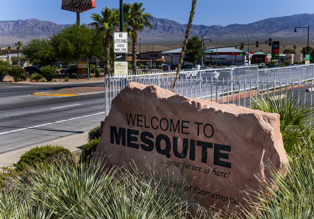 A welcome to Mesquite sign as housing construction is at a rapid pace while the city grows the ...