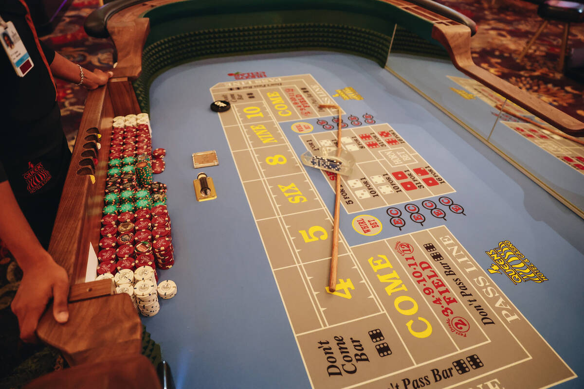 A baby craps table is seen at the Four Queens on Friday, May 31, 2024, in Las Vegas. (Madeline ...