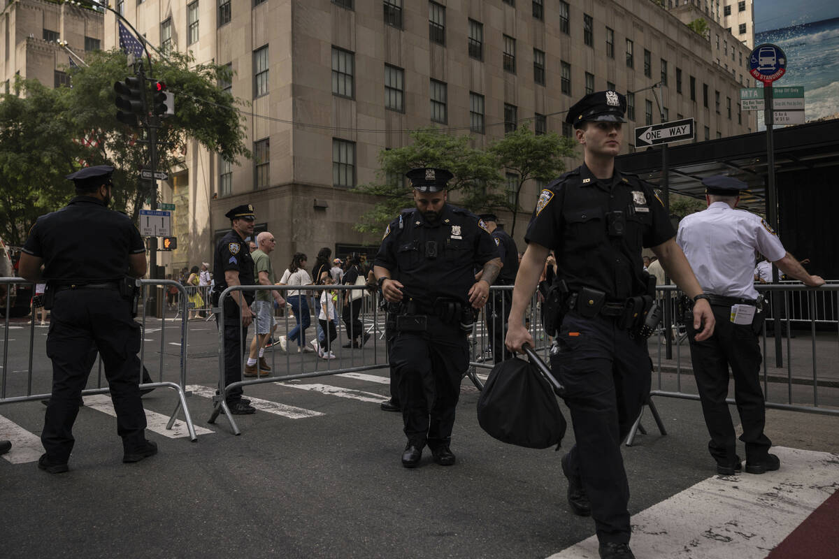 NYPD officers are seen ahead of the annual Israel Day Parade on Sunday, June 2, 2024, in New Yo ...