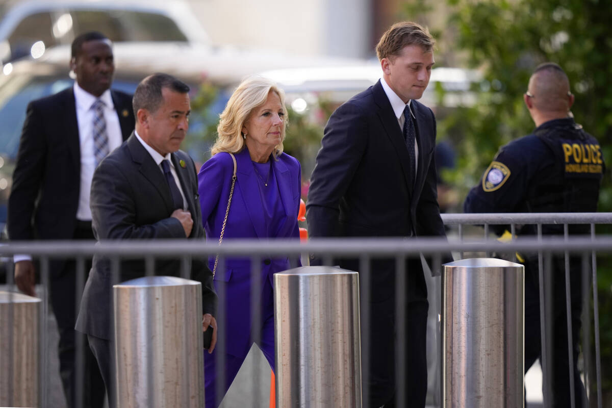First lady Jill Biden arrives ahead of Hunter Biden's trial at federal court, Monday, June 3, 2 ...