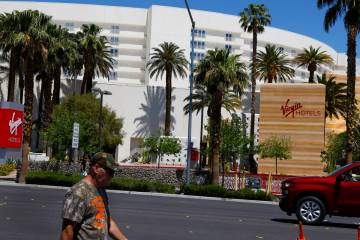 Exterior signage of Virgin Hotels Las Vegas pictured on Thursday, May 9, 2024, in Las Vegas. (B ...