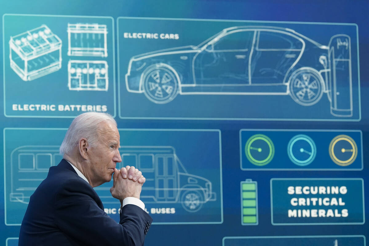 FILE - President Joe Biden listens during an event in the South Court Auditorium in the Eisenho ...