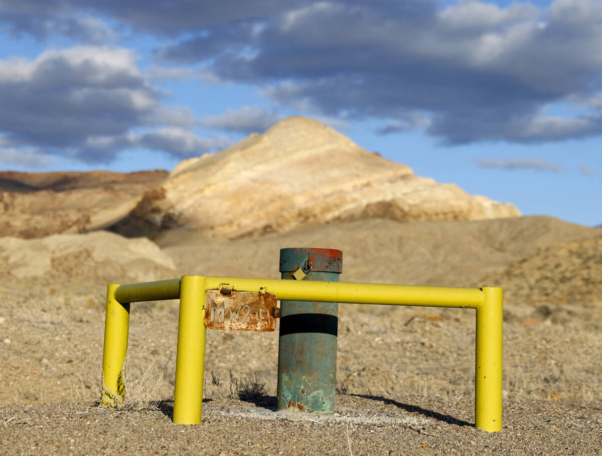 A groundwater control valve is seen near the Rhyolite Ridge lithium-boron mine project site on ...