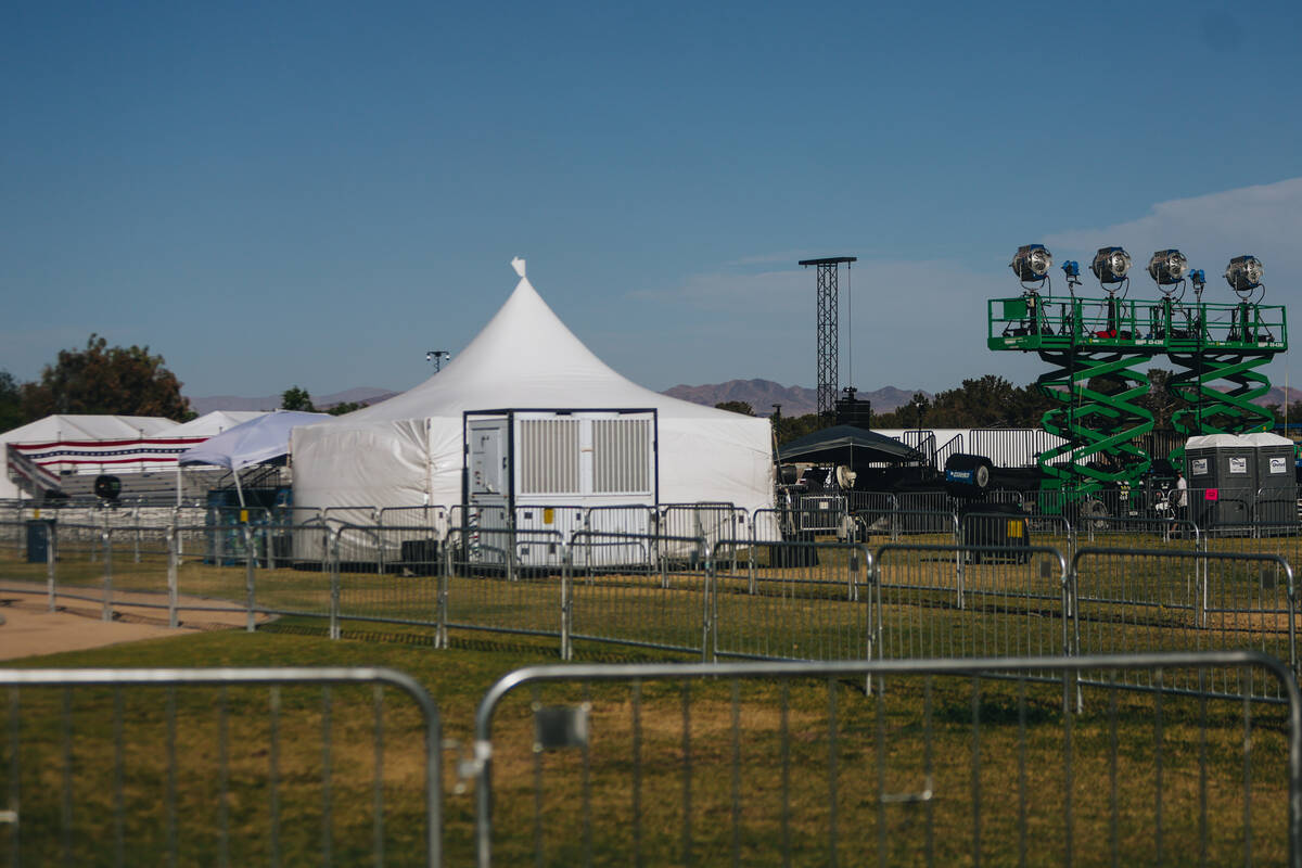 An area is set up for former President Donald Trump’s June 9 rally in Sunset Park on Sat ...