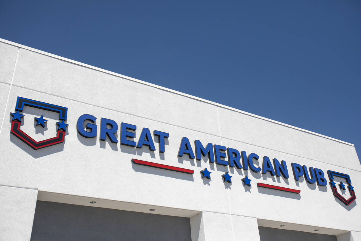 A new Great American Pub sign on Thursday, June 6, 2024, along Buffalo Drive in Las Vegas, Neva ...