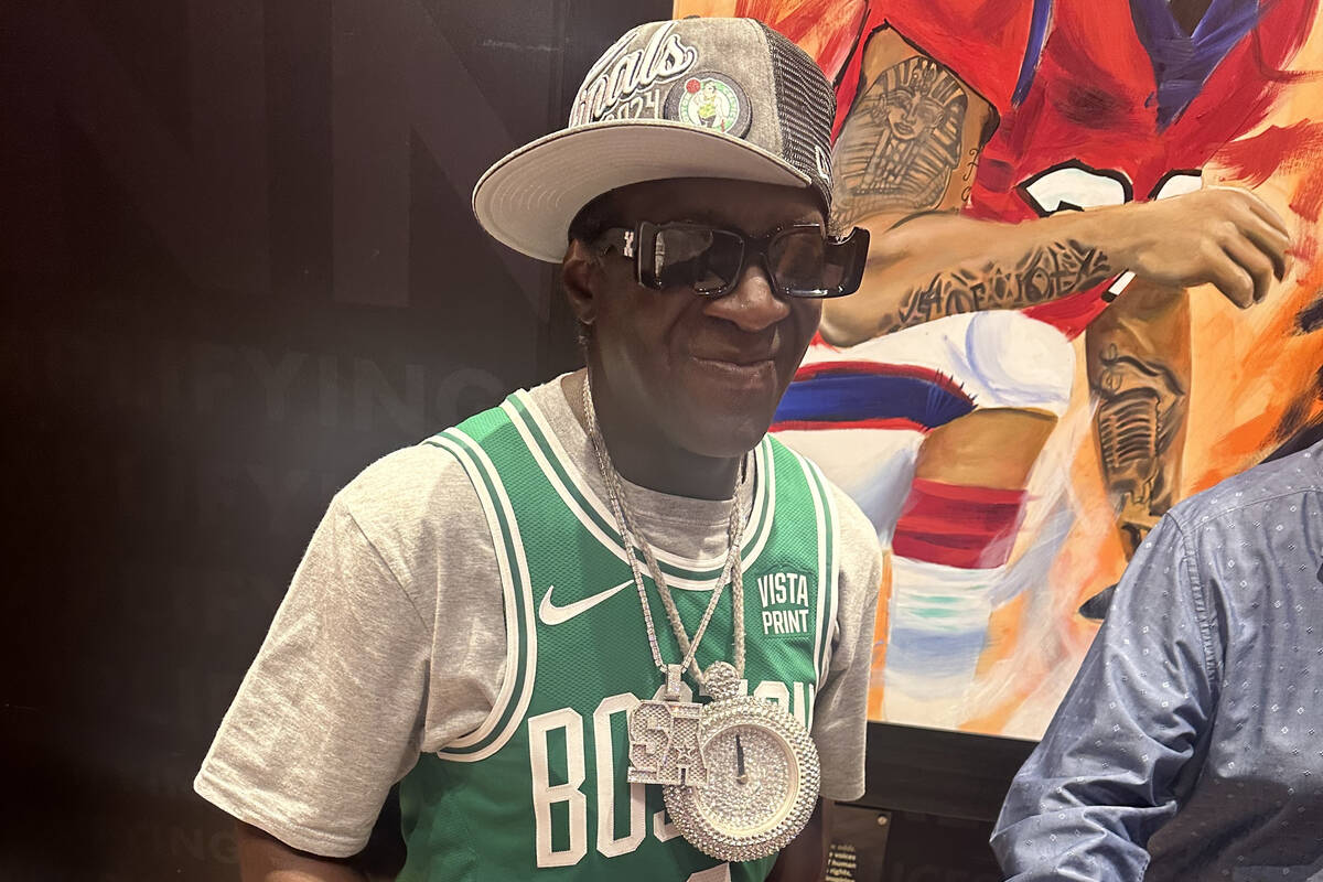 Flavor Flav is shown SiriusXM Studio at Wynn Las Vegas on Wednesday, June 5, 2024. (John Katsil ...