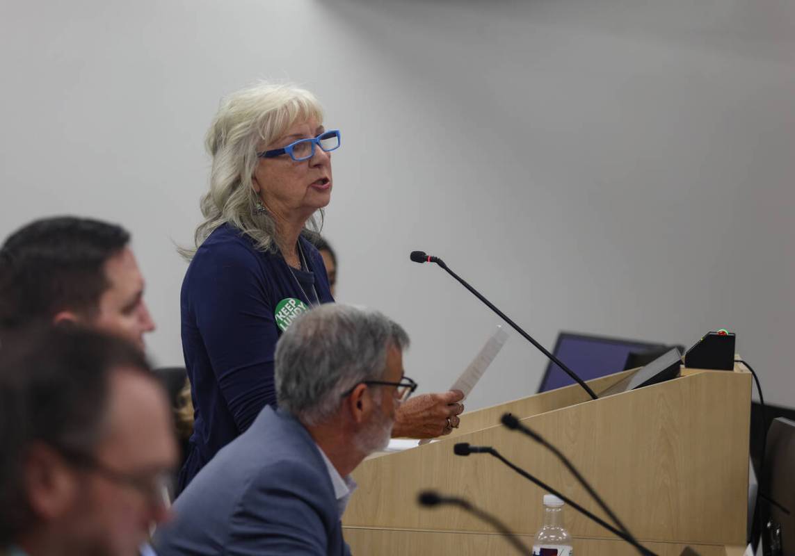Mt. Charleston resident Brenda Talley addresses the Bond Oversight Committee during public comm ...