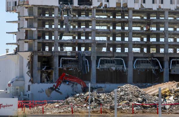 Debris stripped from the lower floors at the Tropicana is piled up for hauling away on Thursday ...