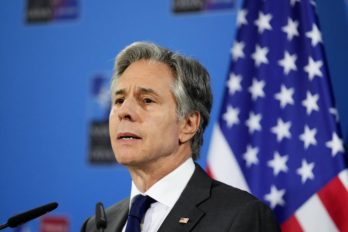 United States Secretary of State Antony Blinken speaks during a media conference after a meetin ...