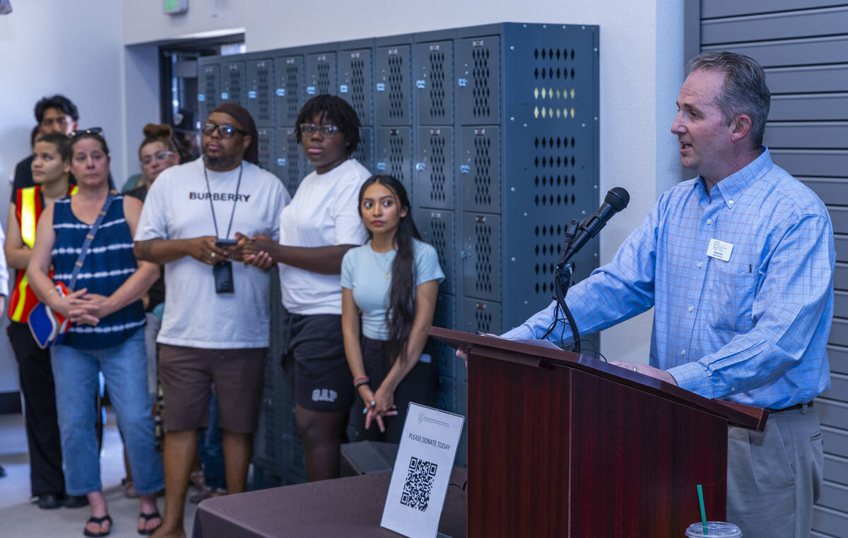 Board Chairman Brett Willis speaks to the crowd in attendance at the Southern Nevada Trades Hig ...