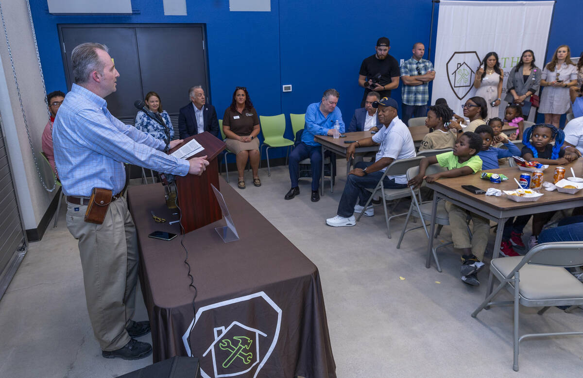 Board Chairman Brett Willis speaks to the crowd in attendance at the Southern Nevada Trades Hig ...