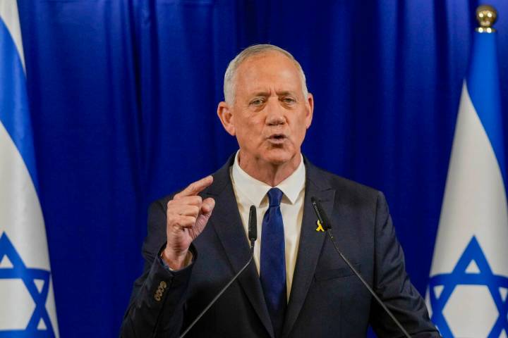 Benny Gantz, a centrist member of Israel's three-member War Cabinet announces his resignation i ...