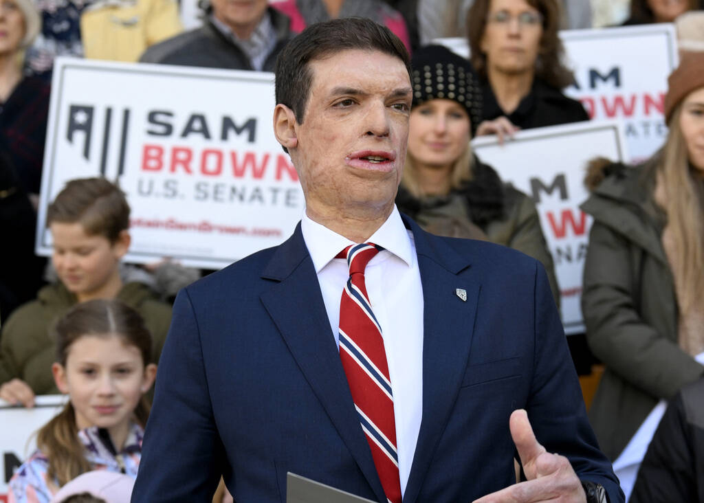 FILE - Republican senatorial candidate Sam Brown endorsed by former President Donald Trump. (AP ...