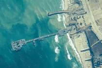 FILE - The image provided by U.S. Central Command, of the coast of Gaza Strip on May 16, 2024. ...