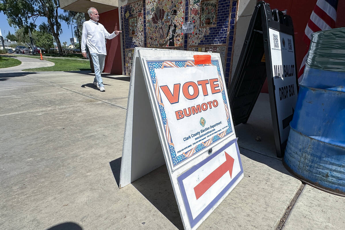 A voter heads into the Winchester Cultural Center to cast his vote in Nevada’s primary e ...