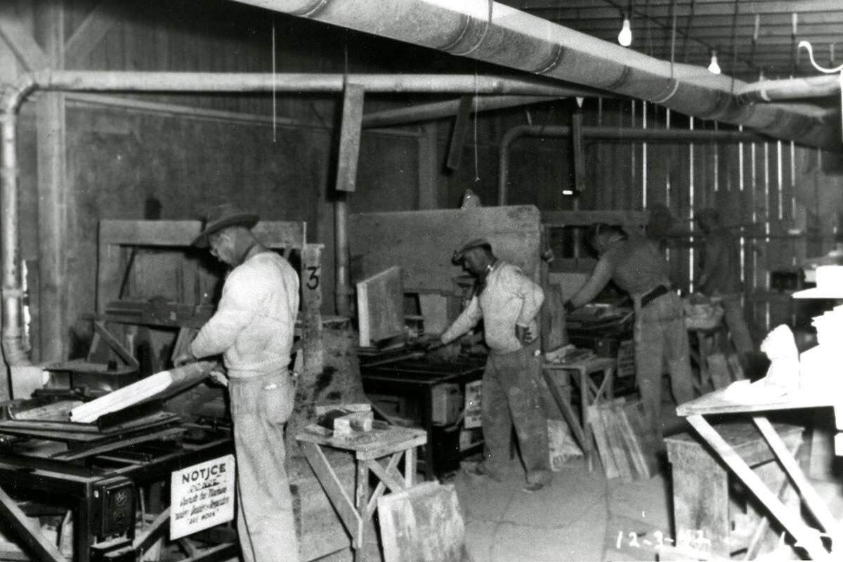 Black men work inside the Basic Magnesium, Inc. plant in Henderson in this Dec. 3, 1942 photo. ...