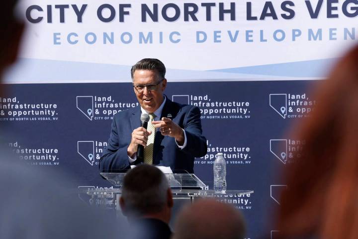 Mayor Pro Tem and Ward 3 Councilman for City of North Las Vegas, Scott Black, speaks at a groun ...