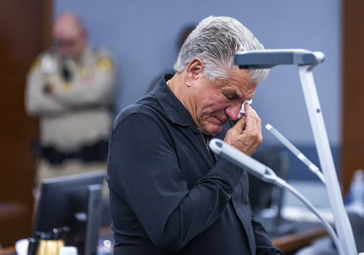 Michael Abbate, Sr., weeps as he talks about his son Nevada Highway Patrol Sgt. Michael Abbate ...