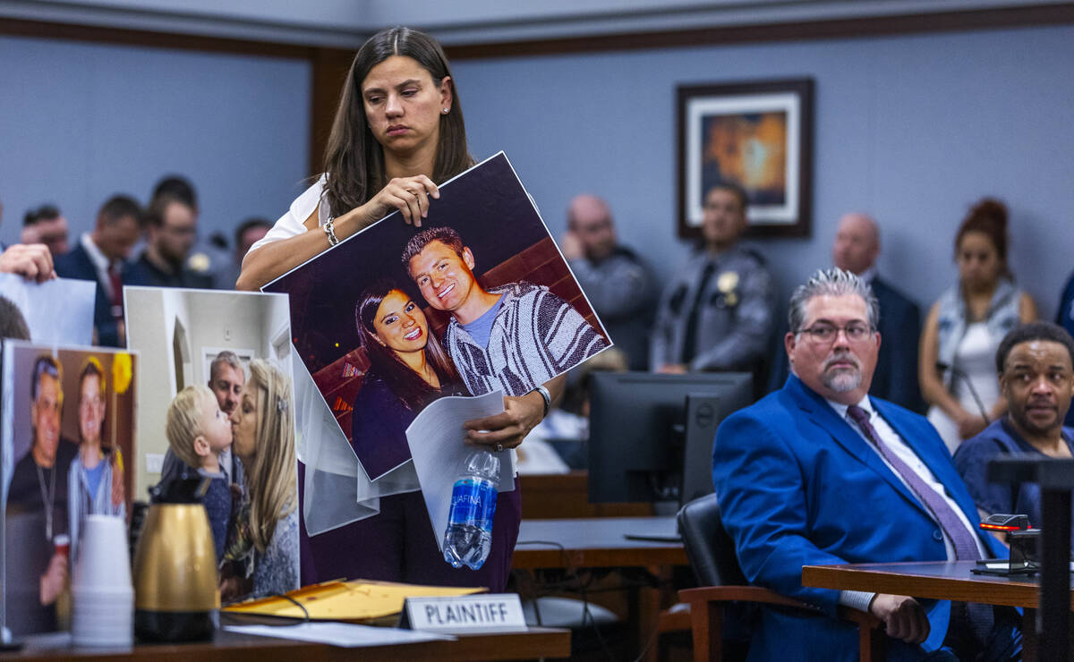 Vanessa Abbate, sister of Sgt. Michael Abbate, prepares to make a victim statement in the sente ...